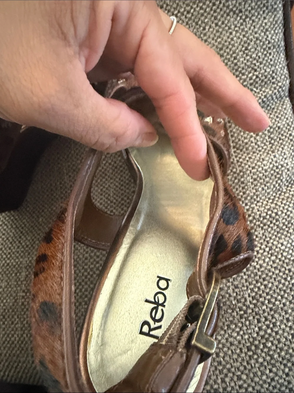 Reba Brown Leopard Jeweled Slingback Heels